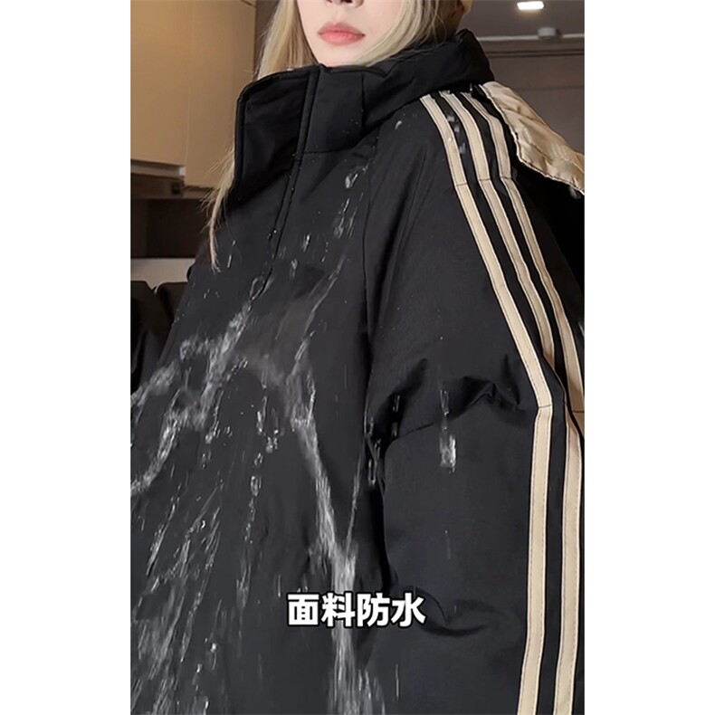 港风舒适三条杠拼接连帽棉服男青少年防泼水棉衣M2910特P75控108,男装棉衣,电商A001