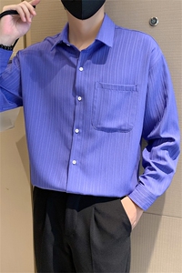 社会小伙纯色男士长袖衬衫帅气百搭休闲衬衣男C208-8890-特P48图片