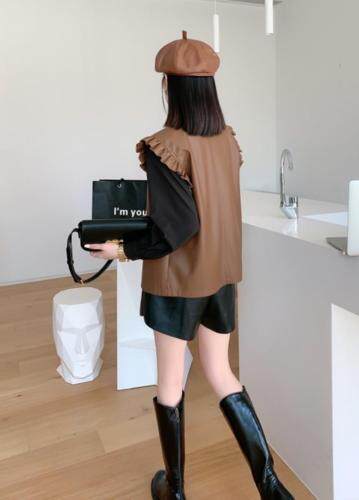 木耳边皮马甲，女装马夹，一家人