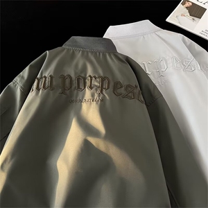 美式街头棒球服男秋冬新款小众潮牌宽松飞行员夹克外套W6851-P60