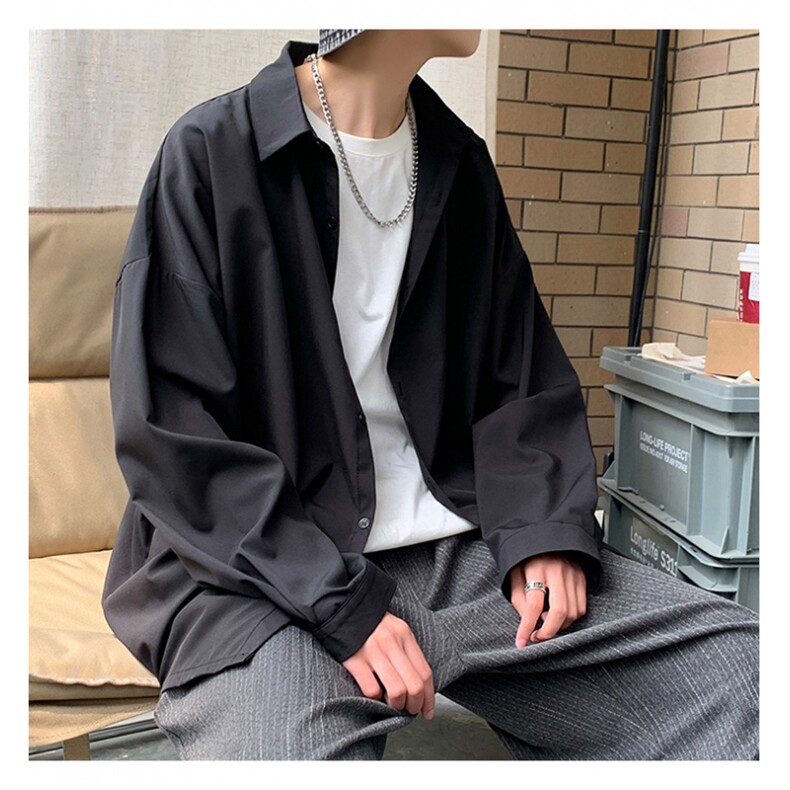 冰丝垂坠感长袖衬衫男夏季宽松薄款防晒衬衣217-2-CS2315-P35图片