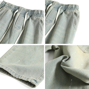 高街潮牌复古泼墨裤子水洗喷漆宽松休闲牛仔裤A166-K021-P45控65图片