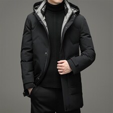 新款脱卸帽子中长款羽绒服中年男士冬装外套爸爸装XXH1806-P320图片