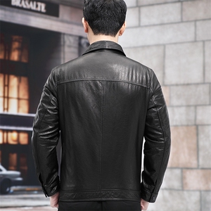 W2251海宁真皮皮衣男牛皮油蜡皮夹克商务男装P450图片