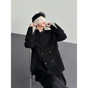 26春夏男士宫廷复古刺绣宝石纽扣蕾丝拼接礼服西装xz192-p178图片