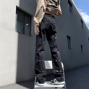 美式ins高街hiphop新款弹力修身直筒休闲裤货号K675P65图片