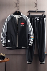 秋款大码休闲棒球领夹克拼接潮流印花束脚九分裤套装男TZD10P110，男装休闲套装，电商B226