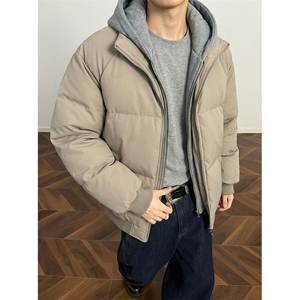 现货高品质重磅工艺美式高街假两件PU皮棉衣男女加厚棉服外套图片