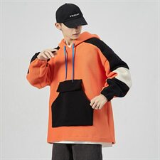 秋季新款男士宽松大码羊羔毛休闲拼接套头外套卫衣WY82/P65，男装卫衣，星座608A