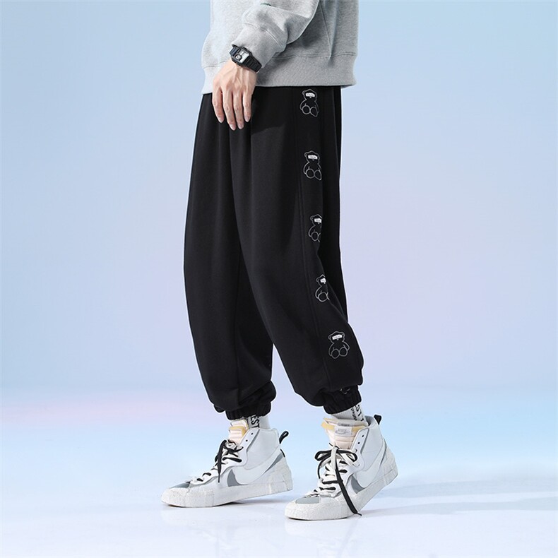 日系2024秋冬款个性卡通印花束脚运动休闲潮牌卫裤8803-P50控69，男装休闲裤，星座914-3