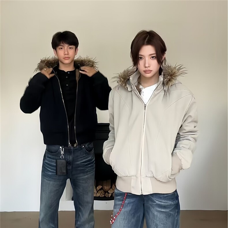 现货美式宽松加厚大毛领座山雕短款棉服8222/P120,男装棉衣,星座205-3