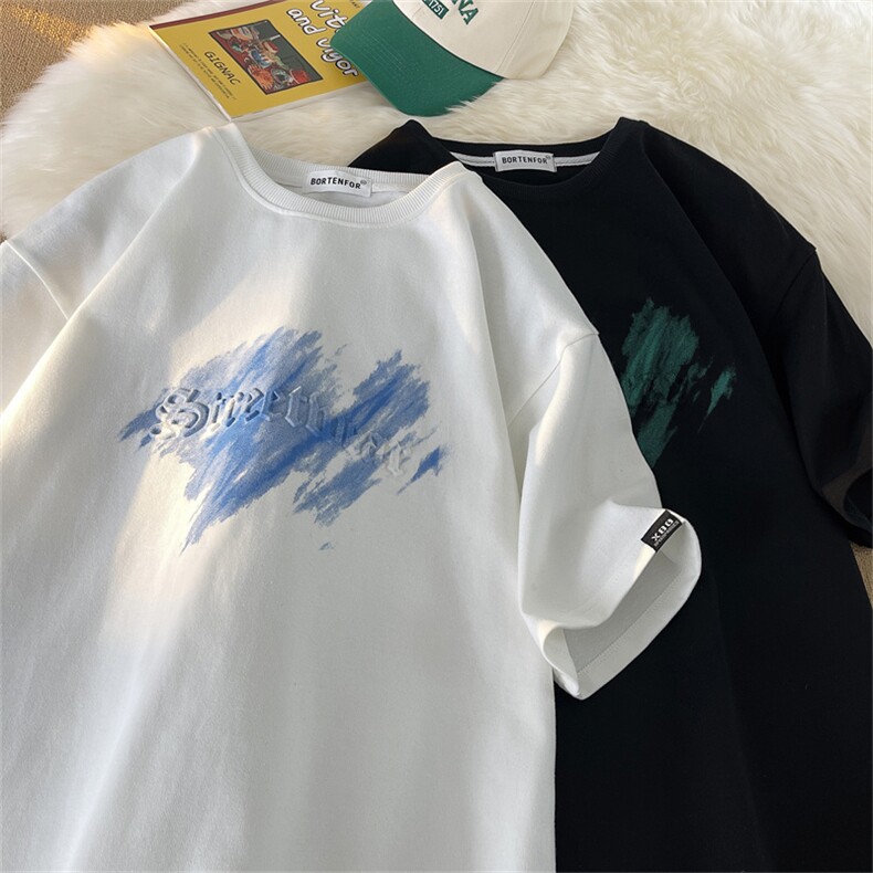 抖音供货230克纯棉凹凸钢印彩印XT2325-P35控58,男装T恤,电商B370