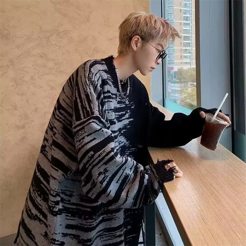 网络图现货潮流日系长袖毛衣文艺流行慵懒简约新款JM5705=P52,男装针织衫/毛衣,星座715-7