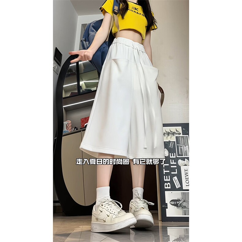 男女同款潮牌休闲百搭简约短裤宽松抽绳直筒七分裤K749TP38控68,男装牛仔裤,电商A102B