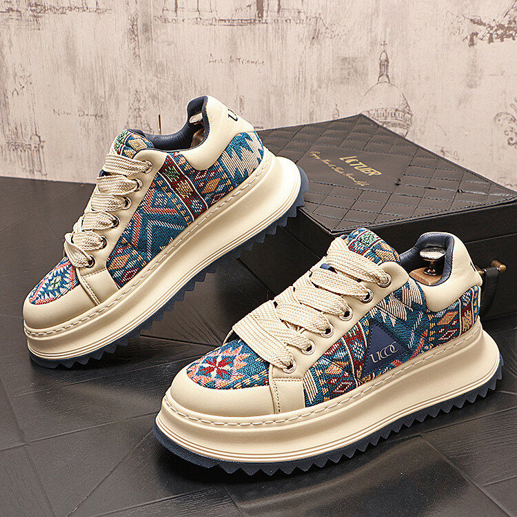 X4739-285民族风男鞋新款厚底面包鞋韩版时尚休闲鞋男松糕鞋，男装民族服装，星座1407-3