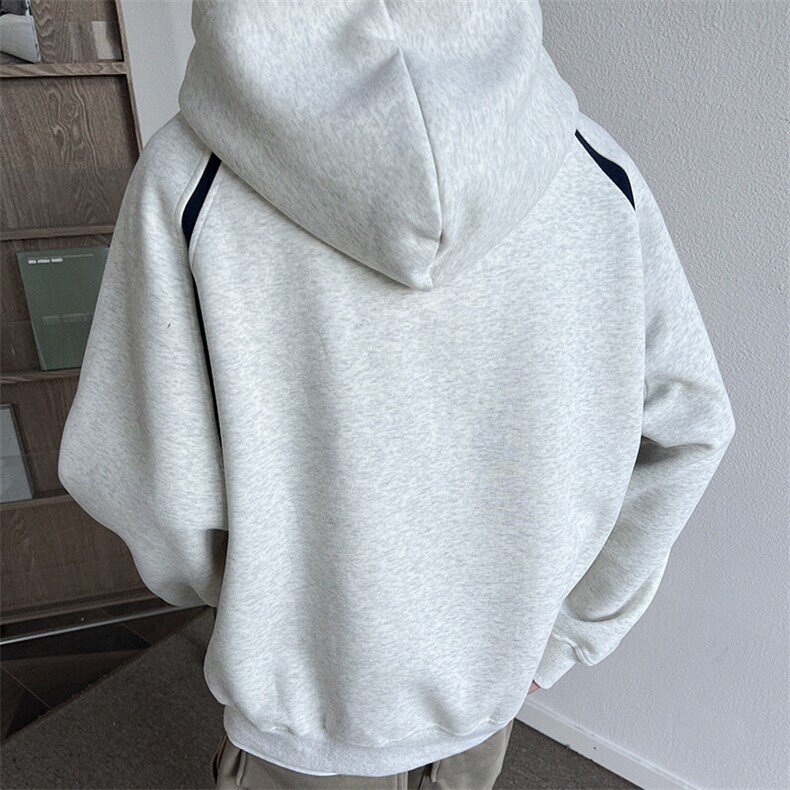 WY610-P58美式潮牌宽松oversize拼接撞色开衫卫衣,男装卫衣,星座1503