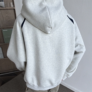 WY610-P58美式潮牌宽松oversize拼接撞色开衫卫衣图片