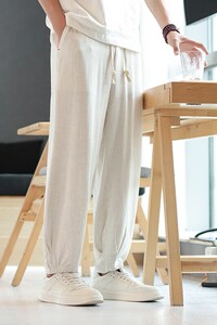 夏季 大码风棉麻休闲哈伦裤束脚阔腿裤亚麻男女薄款 K50/P65图片
