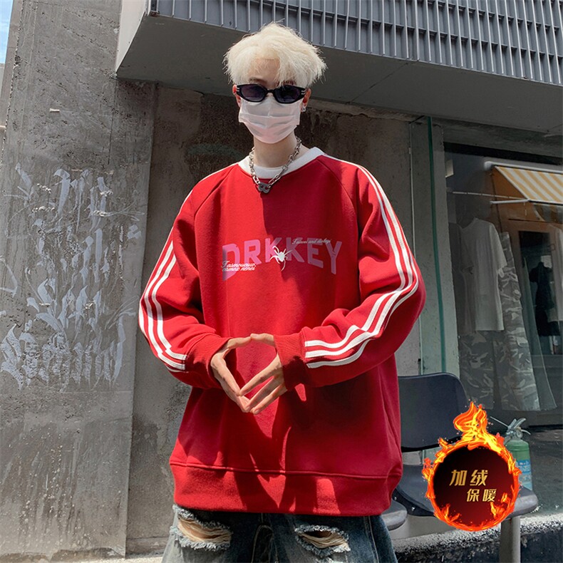 抖音得物高品质重磅全棉二开支持退换360克宽松织带圆领卫衣0503,男装卫衣,电商A486