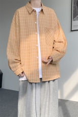 衬衫男春季新款港风宽松格子长袖衬衫CS802-特P28，男装衬衫，星座214-3