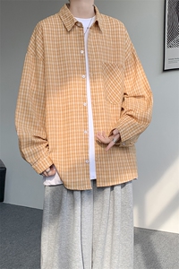 衬衫男春季新款港风宽松格子长袖衬衫CS802-特P28图片