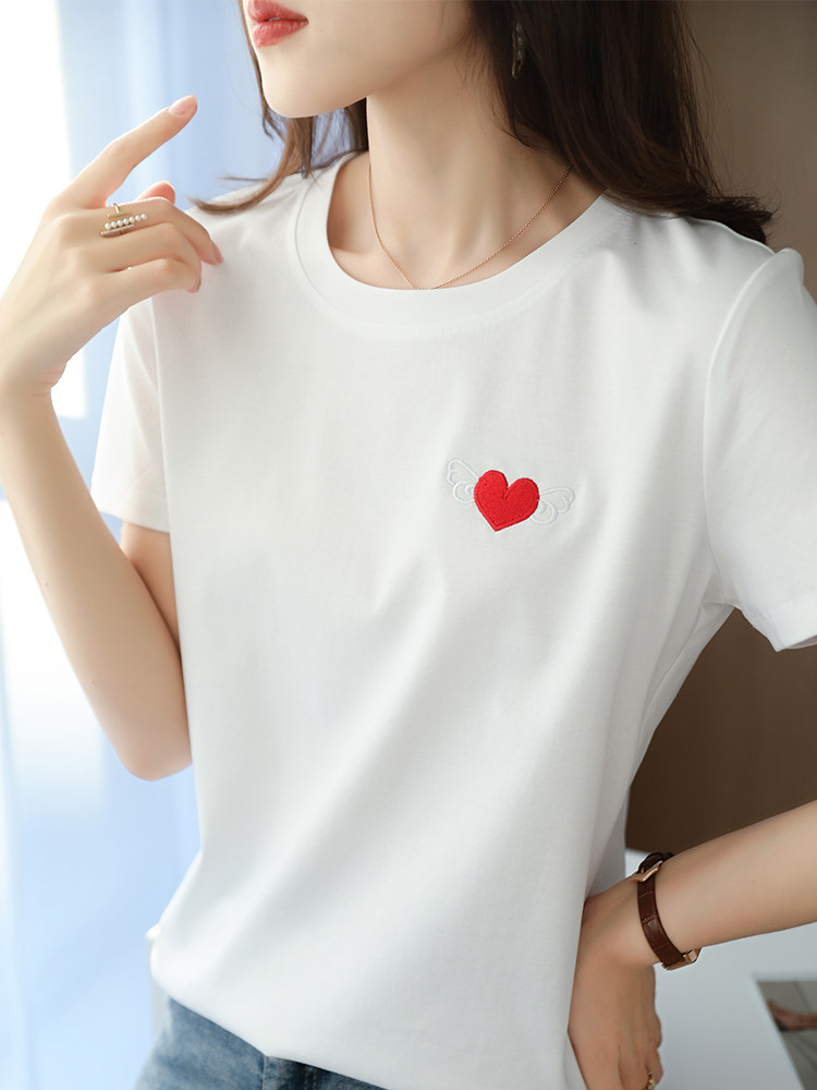 夏季冰丝丝光棉短袖女宽松休闲百搭上衣新款透气吸汗显瘦ins潮,女装T恤,元素羊绒