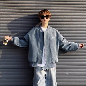 皮衣外套男装春季工装夹克美式棒球服潮牌机车服JKF218图片