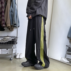 美式冰丝条纹休闲裤男女春秋薄款潮牌宽松直筒冲锋裤子K12-P48，男装休闲裤，星座308B-2