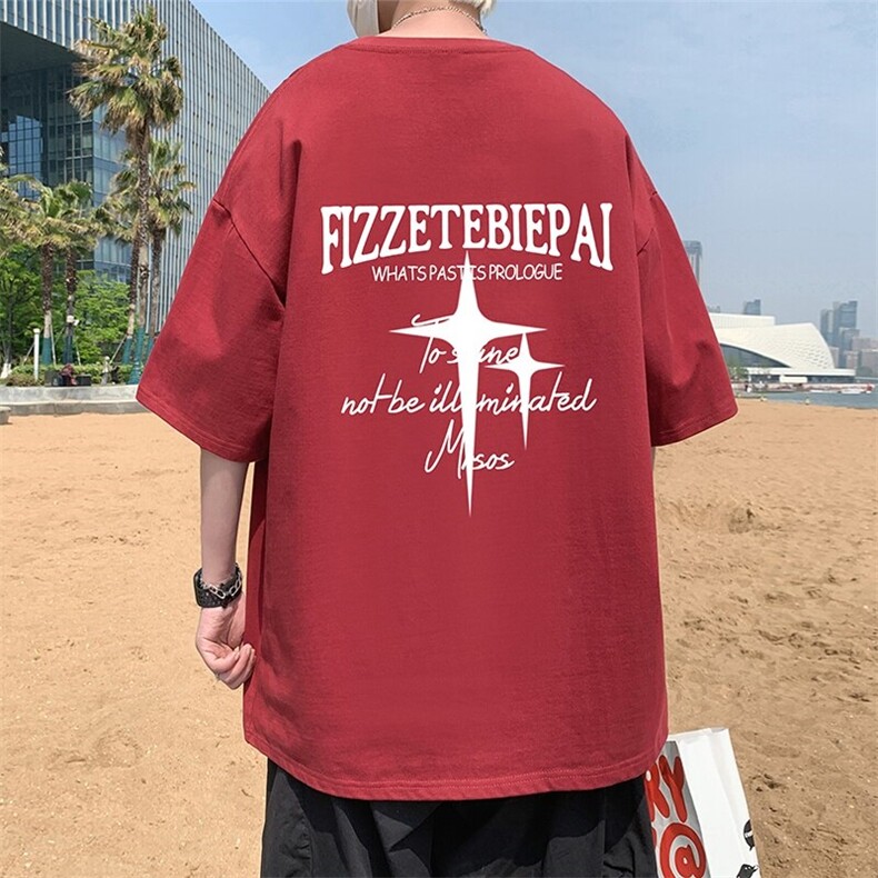 T686大码宽松纯棉运动圆领体恤衫oversize短袖T恤男重磅T,男装T恤,星座304A-1
