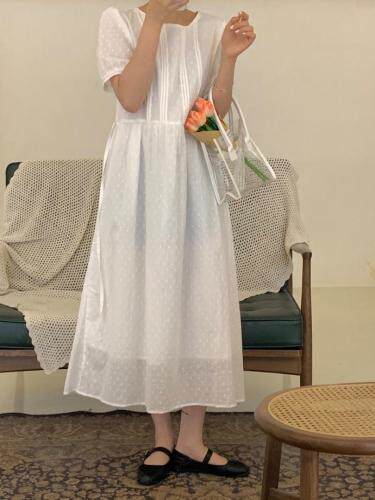 夏季新款温柔纯色点点连衣裙，女装连衣裙，Here Bella(5F)