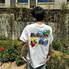 万针全刺绣工艺抖音得物高品质260克重磅纯棉双纱美式高街短袖T恤，男装T恤，电商A486