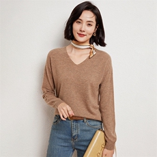 韩版羊毛衫女套头短款V领宽松百搭打底衫毛衣，女装羊毛衫，蚂蚁派对工厂直营店