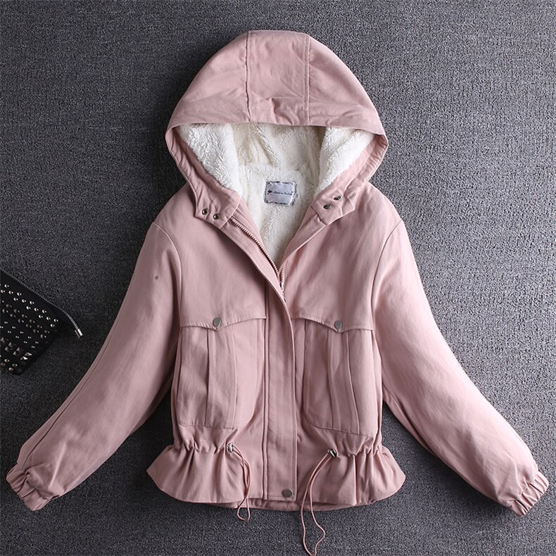 现货已的款冬季女宽松工装羊羔毛加厚棉服16089923,女装棉衣/棉服,艾青服饰