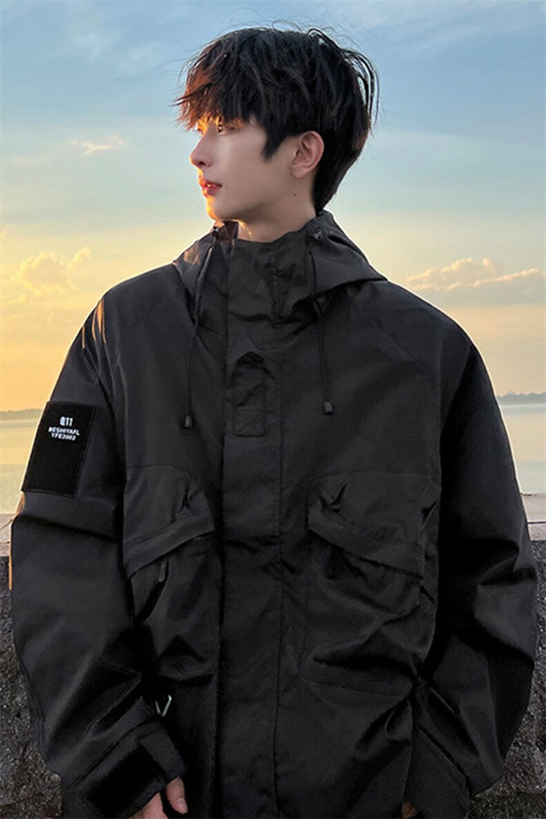 8XL-M特大码冲锋衣防水宽松工装风男夹克外套JK1306P90控118,男装夹克,电商D206-1