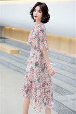 早春碎花雪纺连衣裙女夏2025年新款女装显瘦时尚气质仙女蛋糕裙子，女装连衣裙，妙形