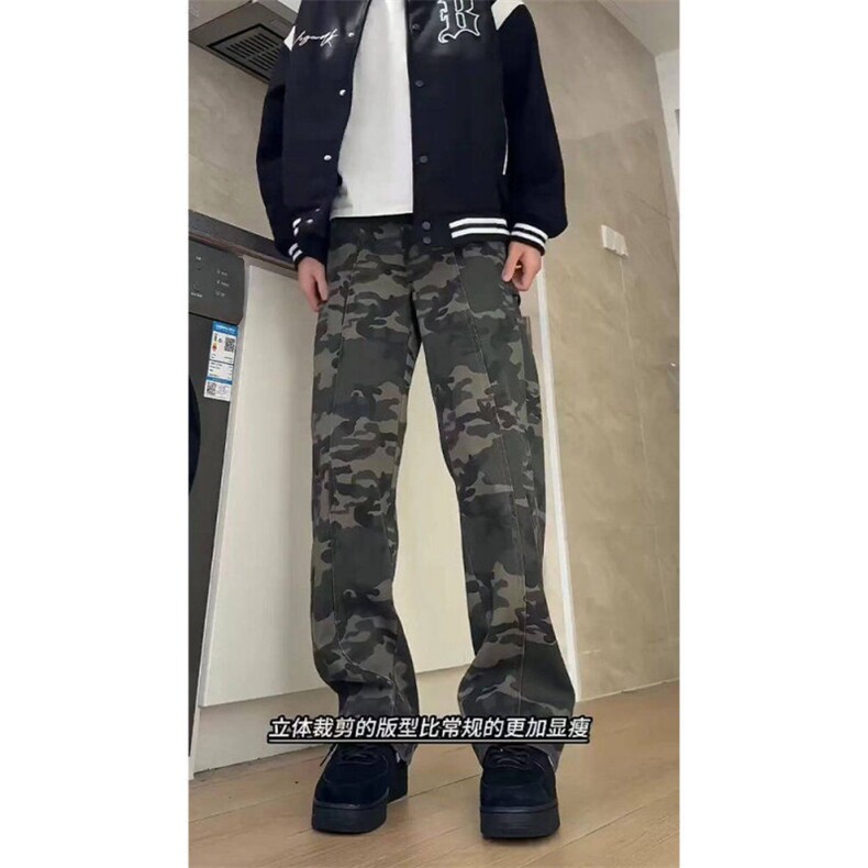 网图慎用抖音品质迷彩裤子男款穿搭直筒微喇裤310A-GJ229-P30,男装休闲裤,四季星座310A