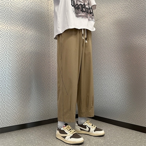 K3969-P38 夏季大码宽松休闲垂感直筒长裤九分裤图片