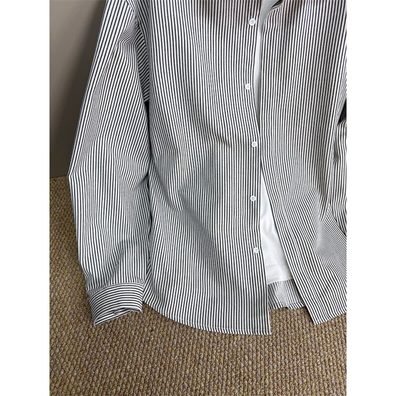 B221美式ins高街暗黑宽松条纹长袖衬衫SY2540-特P35控59,男装衬衫,电商B221