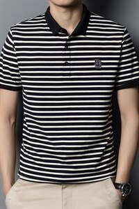 条纹短袖T恤男薄款翻领男装夏季青年男士休闲棉质体恤POLO衫百搭,男装T恤,电商B212（原钱塘6029）