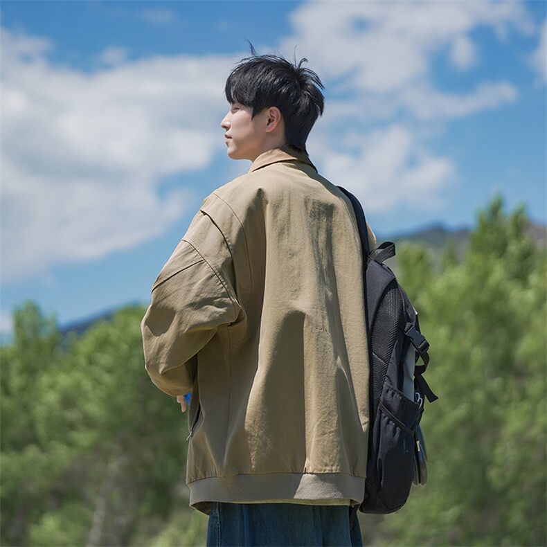 B225-W8593-P95-X119--复古翻领双口袋夹克-全棉-现货,男装夹克,电商B225