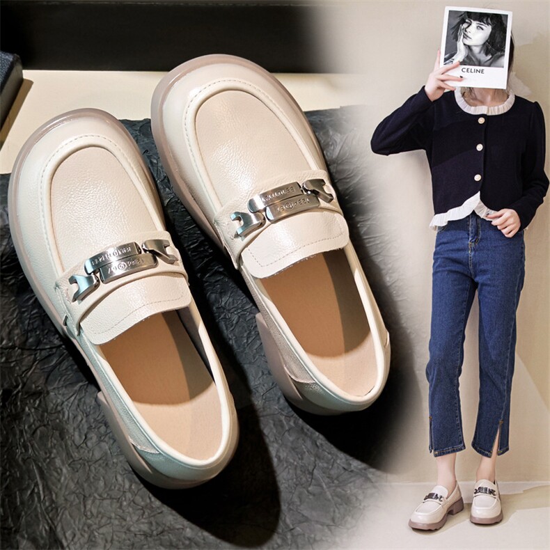 复古英伦风小皮鞋头层牛皮乐福鞋女2025真皮玛丽珍鞋，女鞋小皮鞋，电商A223