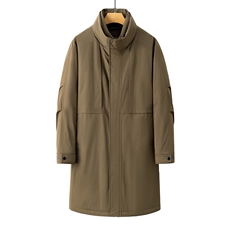 2025新款冬季中长款纯色连帽风衣羽绒服075P510，男装风衣，电商A355（原A415）