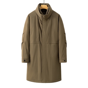 2025新款冬季中长款纯色连帽风衣羽绒服075P510图片