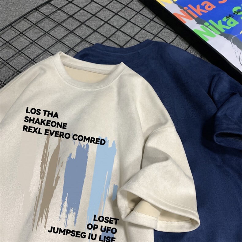 量大优供视频重磅麂皮绒短袖t恤男JT540-特p19,男装T恤,电商B371