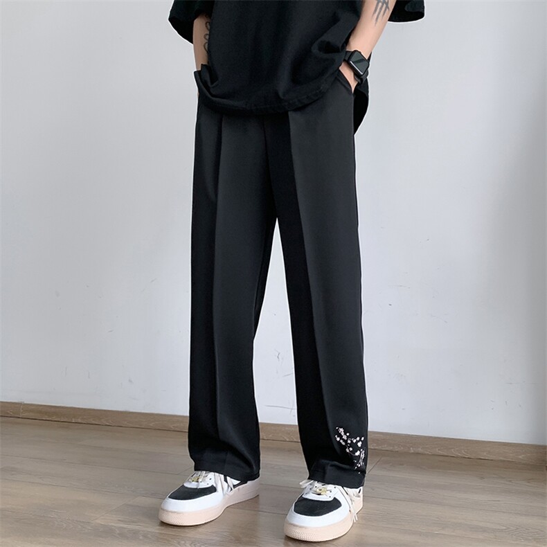 港风新中式休闲裤西裤长裤冰丝裤直筒裤A014-DY2376-P50控68,男装西裤,电商A014
