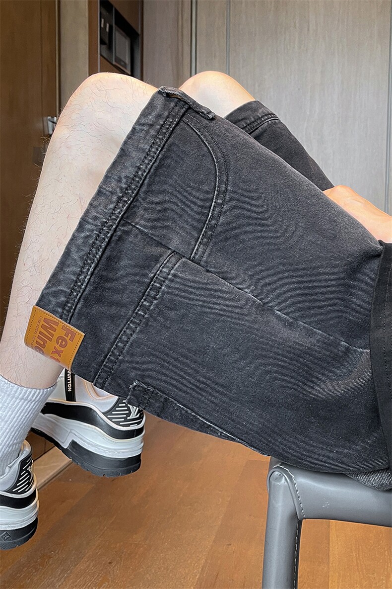 8XL-M特大码牛仔裤短裤男美式倒装五分裤子宽松直筒DK1527P45,男装牛仔裤,电商D206-1