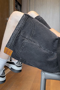 8XL-M 特大码牛仔裤短裤男美式倒装五分裤子宽松直筒DK1527P45图片
