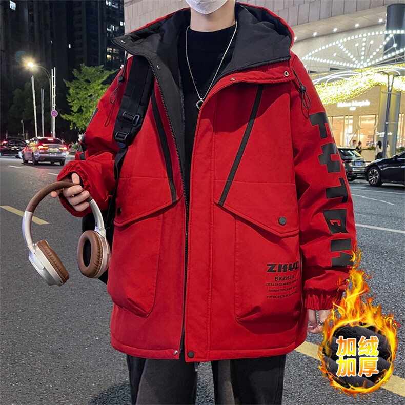 港风男式加绒加厚夹克男时尚潮流加绒棉衣男夹克外套MY1689-P83,男装棉衣,星座310B-3