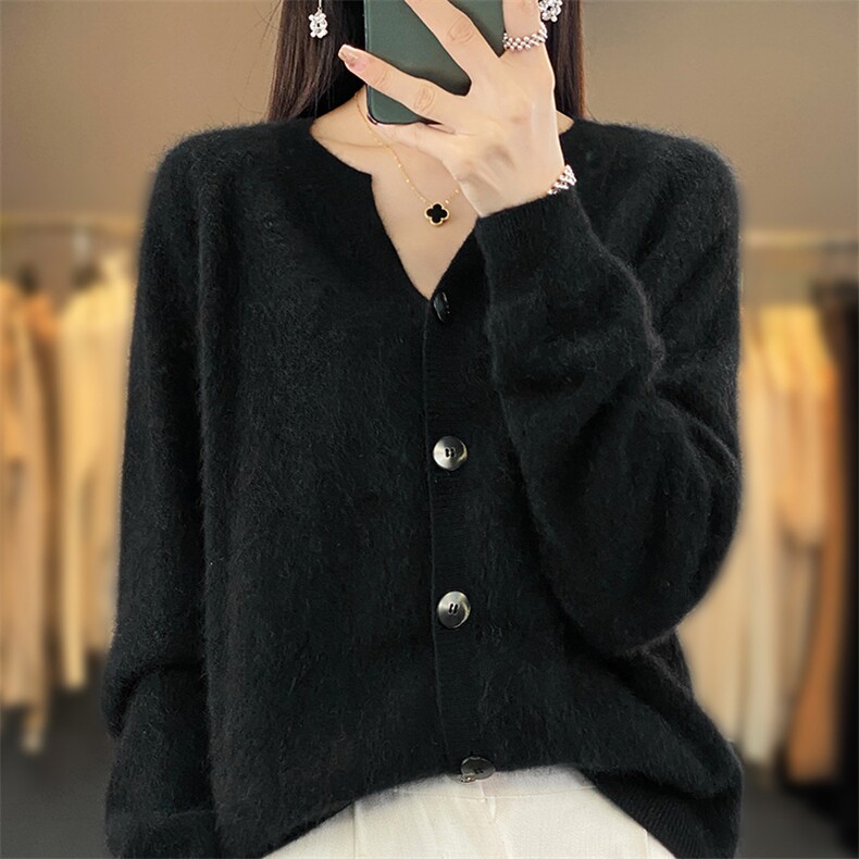 一线成衣羊毛开衫女短款春秋2023薄款羊绒毛衣外搭针织外套,女装羊绒衫,臻维羊绒