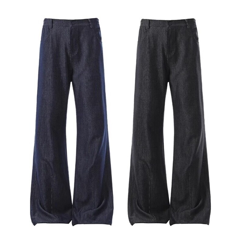 现货~老钱风冰丝软牛仔裤美式微喇直筒弯刀裤KZ7806P55，男装牛仔裤，星座908